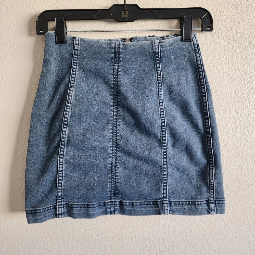 Free People Indigo Mini Skirt